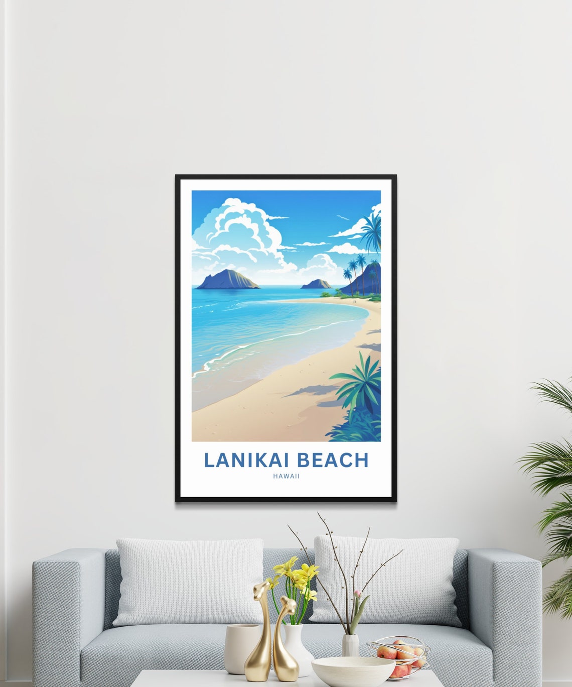 Lanikai Beach Hawaii Turquoise Bay Personalized Travel Poster - Image 2