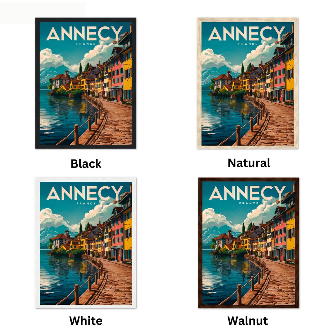 Annecy France Vintage Lakefront Cobblestone Promenade Poster - Image 4