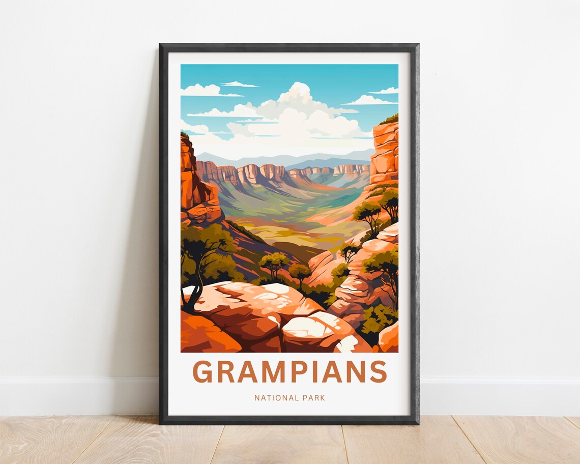 Grampians National Park Red Rock Canyon Valley Scenic Travel Poster
