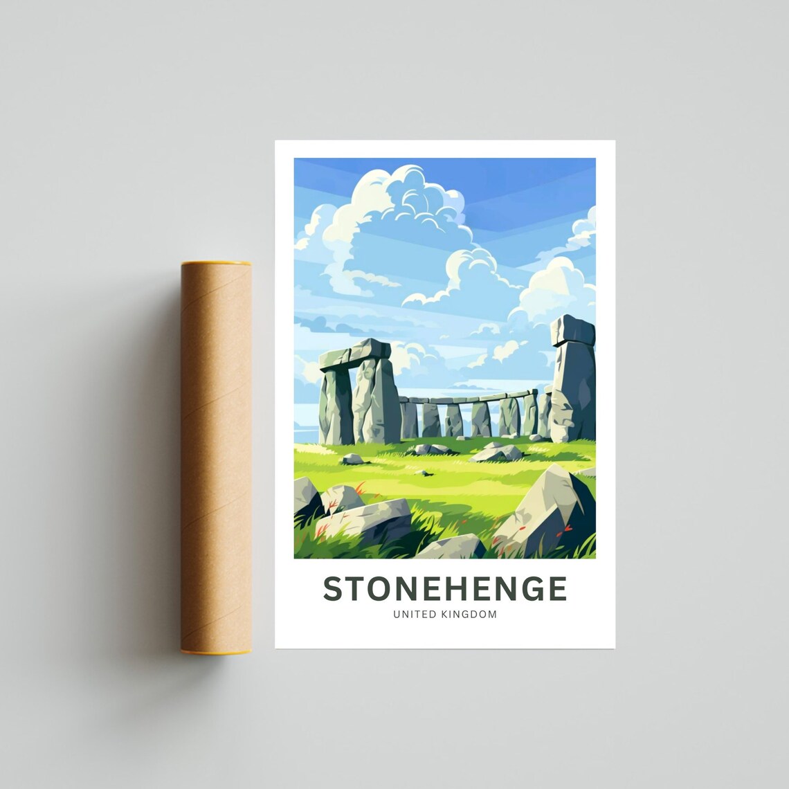 Stonehenge United Kingdom Ancient Stones Green Field Travel Poster - Image 4