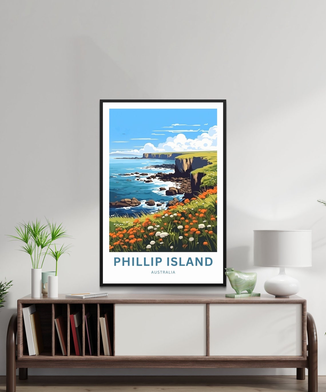 Phillip Island Australia Sea Cliffs Wildflowers Travel Poster - Image 2