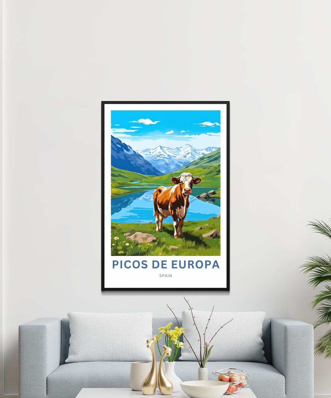 Personalized Picos De Europa Spain Cow Meadow Valley Travel Poster - Image 2