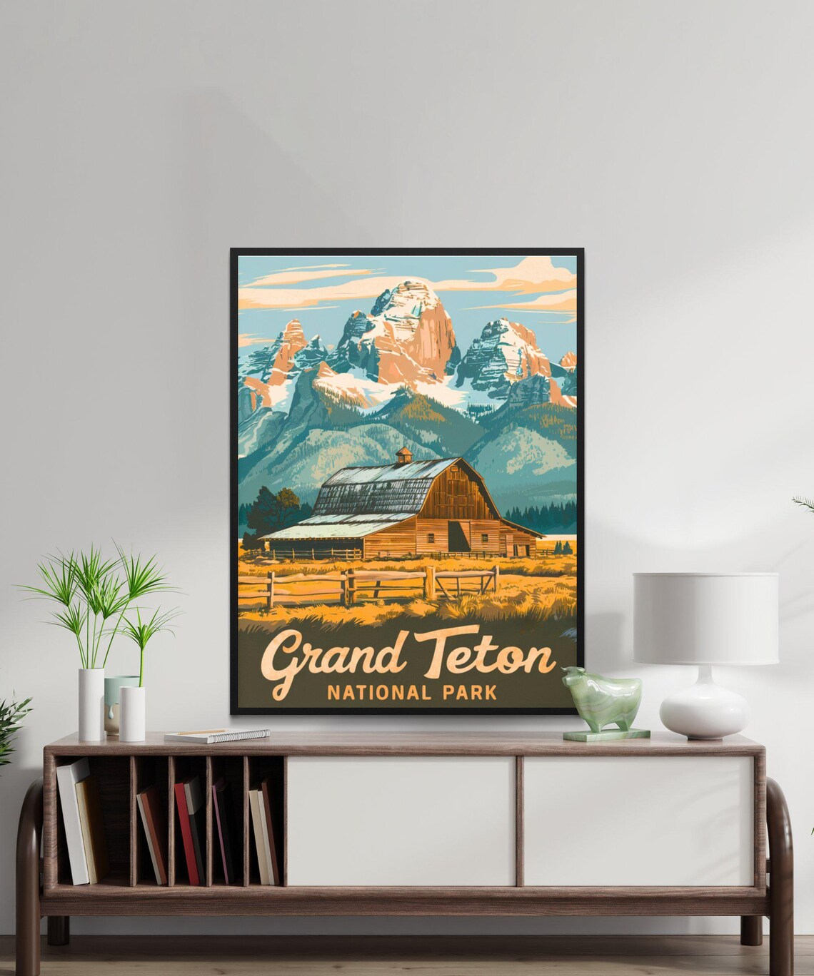 Grand Teton National Park Vintage Barn Mountain Peaks Poster - Image 3