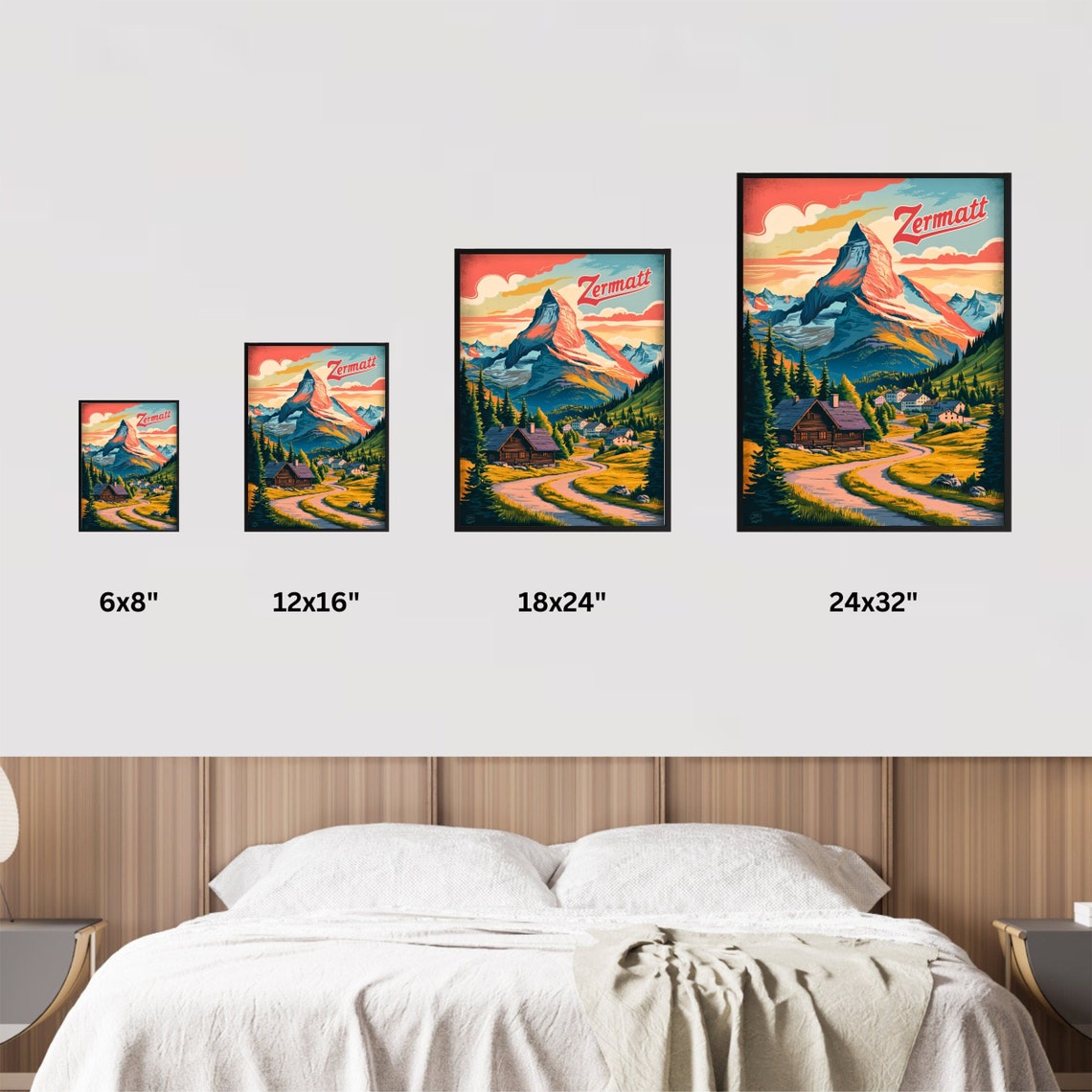 Zermatt Vintage Matterhorn Alpine Chalet Village Valley Poster - Image 3