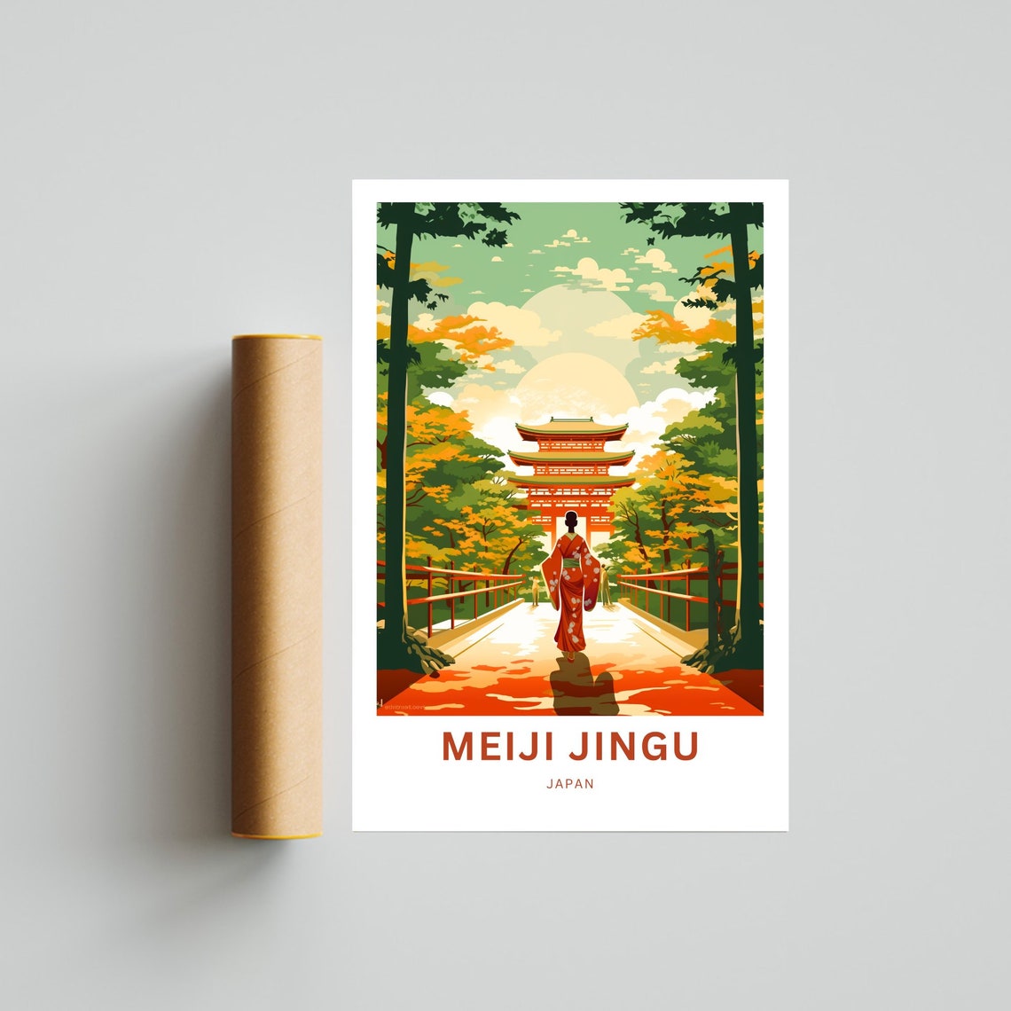 Personalized Meiji Jingu Japan Shrine Custom Text Travel Poster - Image 4