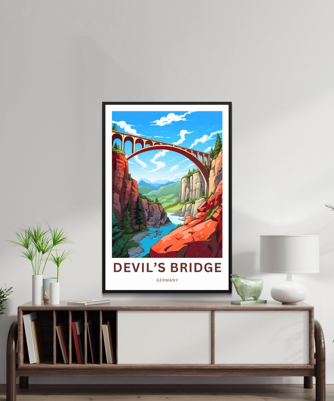 Personalized Devil's Bridge Germany Stone Viaduct Travel Poster - Image 2