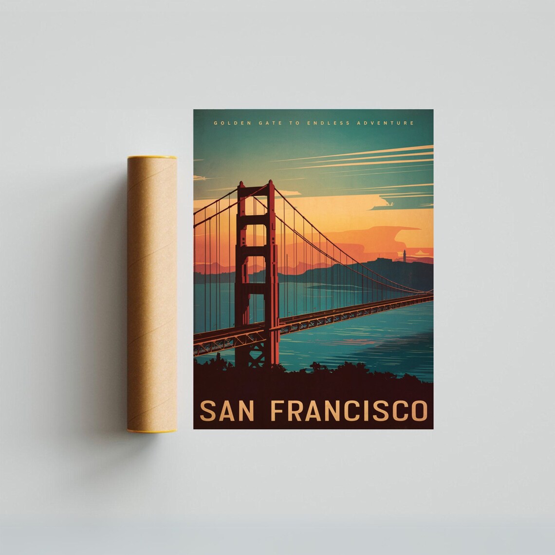San Francisco Golden Gate Bridge Poster with Endless Adventure Sunset - Image 3