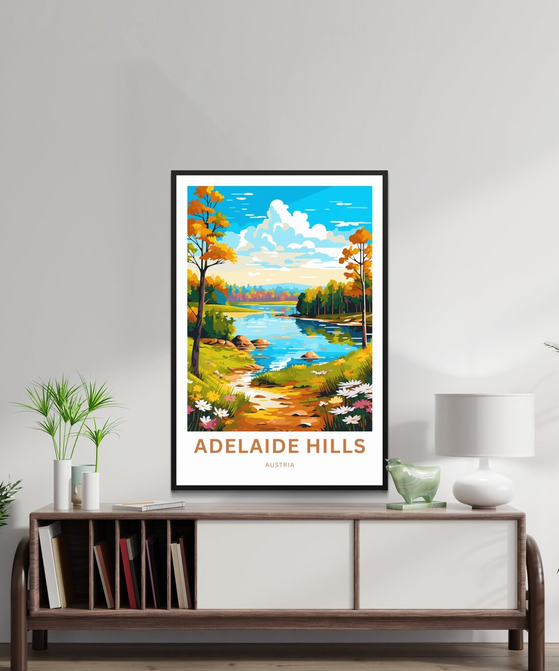 Adelaide Hills Austria Autumn Lakeside Scenic Art Travel Poster - Image 2