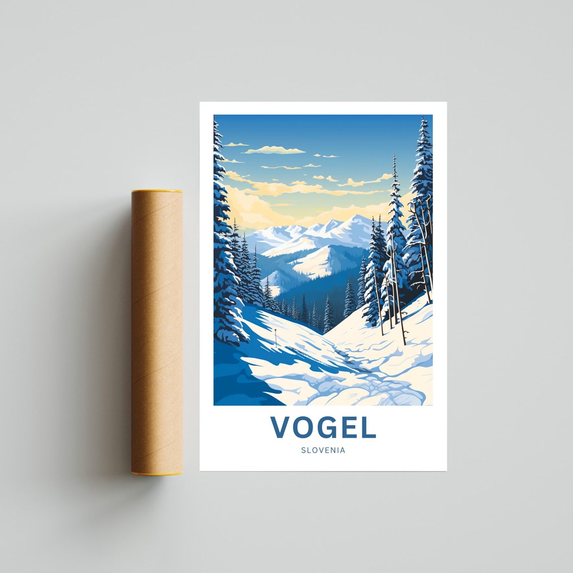 Vogel Slovenia Snowy Alpine Valley Personalized Travel Poster - Image 4