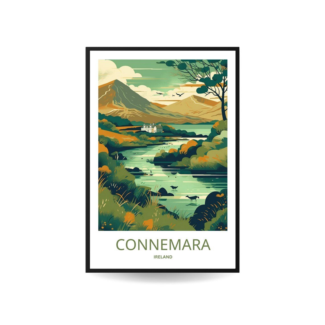 Connemara Ireland Travel Poster, Wild Atlantic