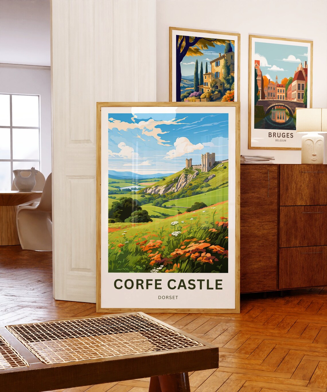 Corfe Castle Dorset English Hilltop Ruins Wildflower Meadow Poster - Image 5