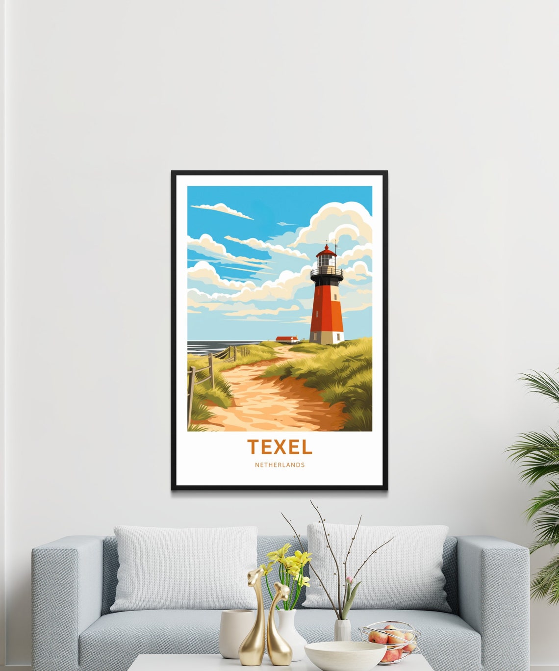 Texel Netherlands Lighthouse Coastal Dunes Custom Travel Poster - Image 3