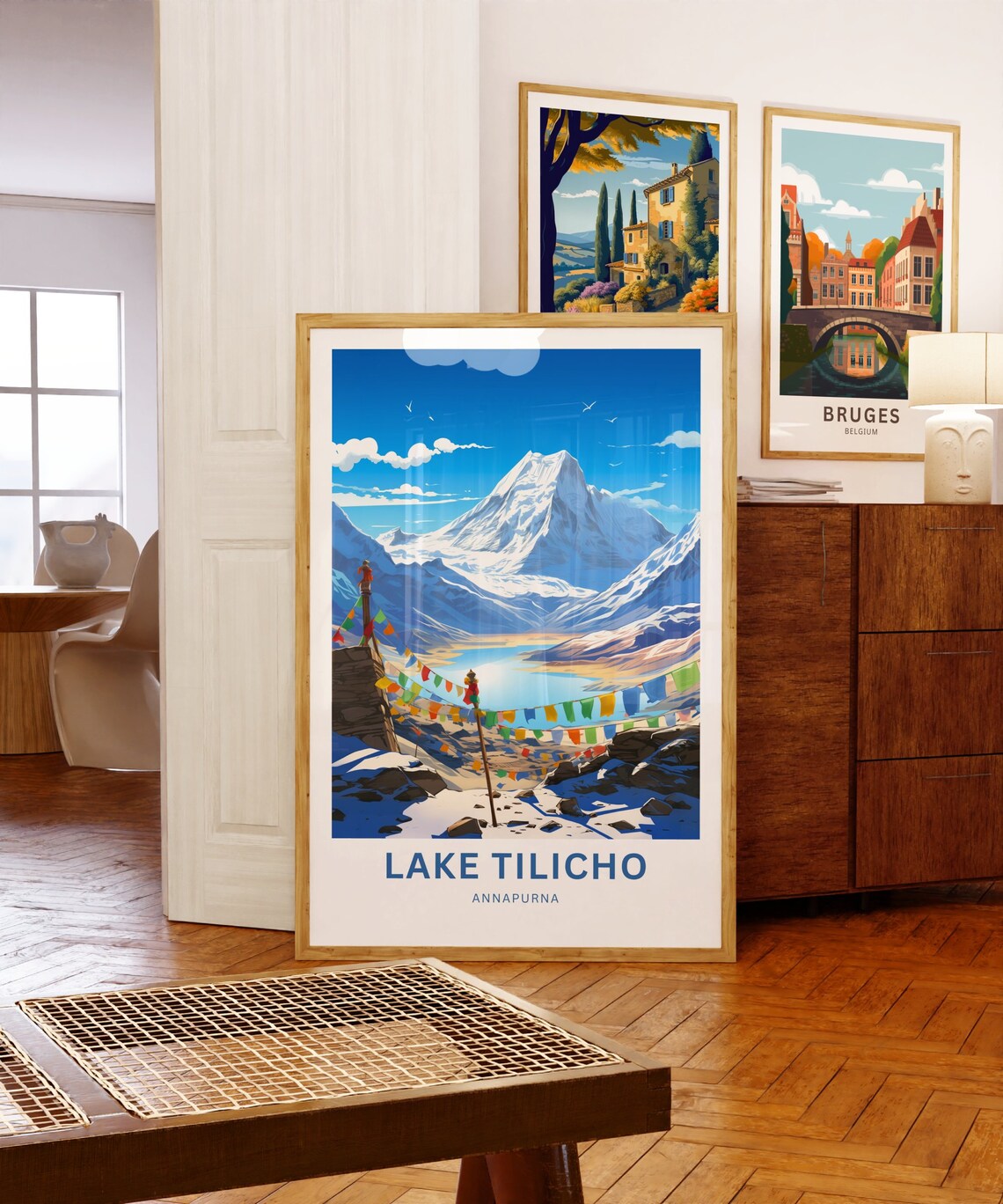 Lake Tilicho Annapurna Nepal Prayer Flags Custom Travel Poster - Image 5