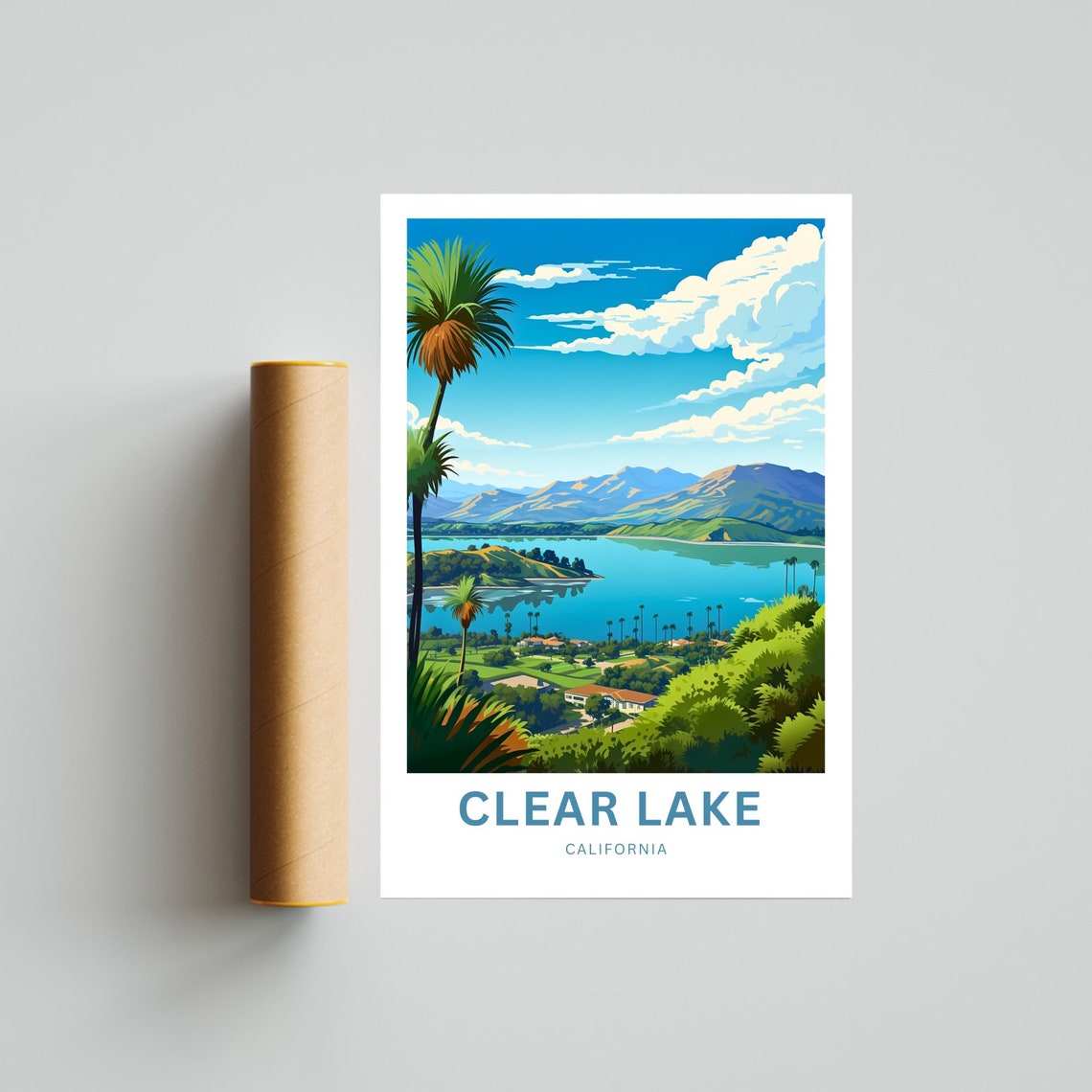 Clear Lake California Personalized Lush Green Valley Lake Poster - Image 4