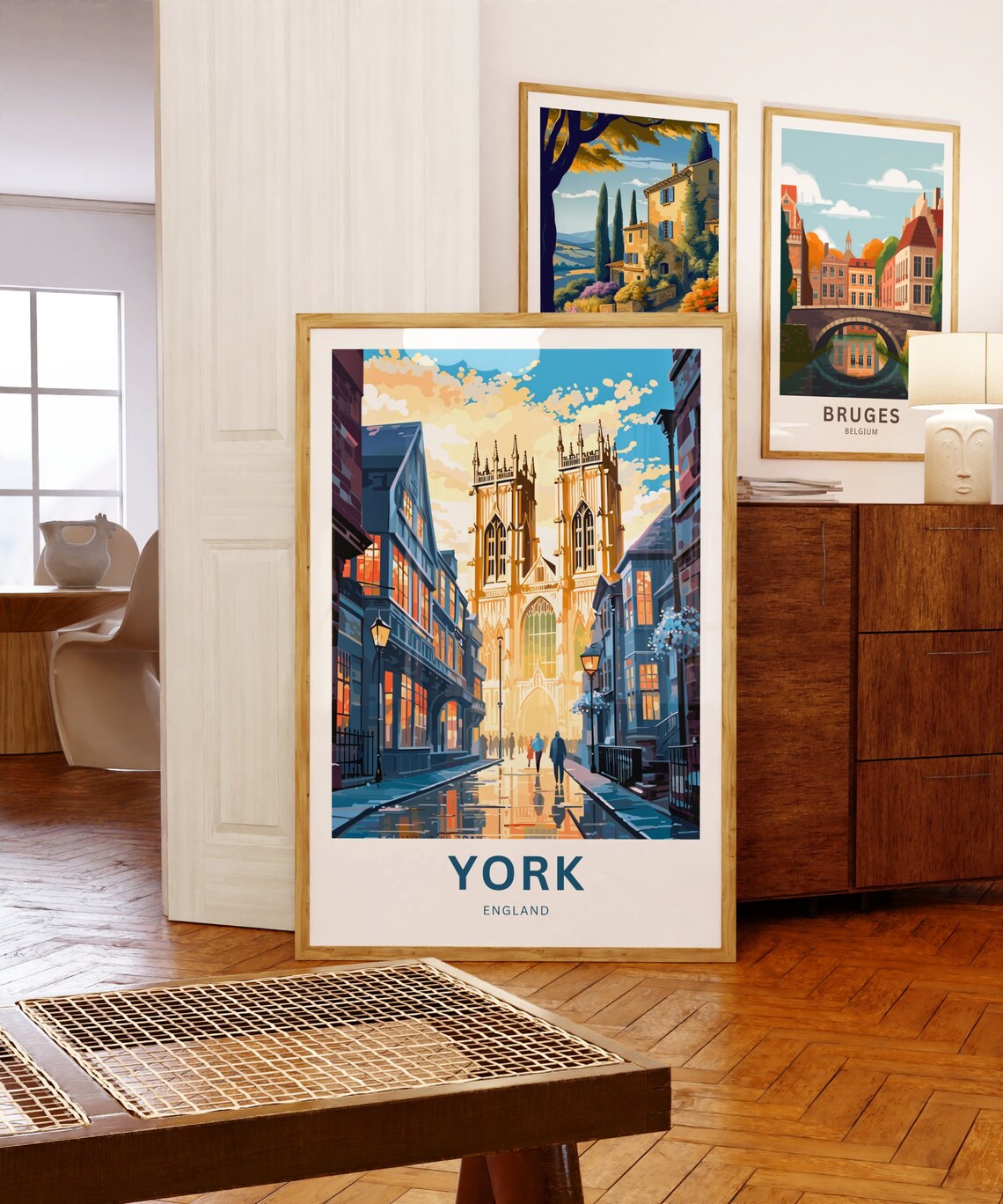 York England York Minster Cathedral Rainy Old Town Street Poster - Image 5