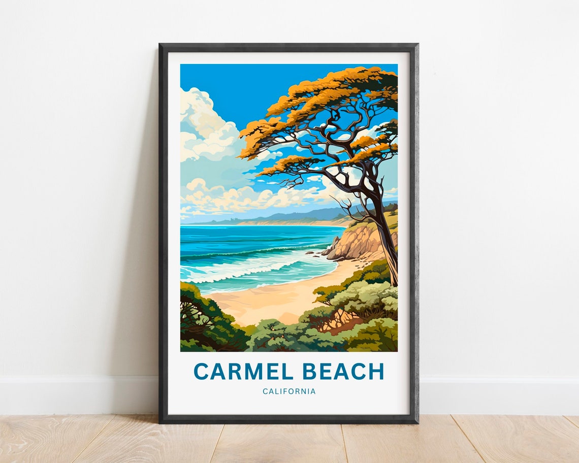Carmel Beach California Windswept Cypress Coastal Bluffs Poster