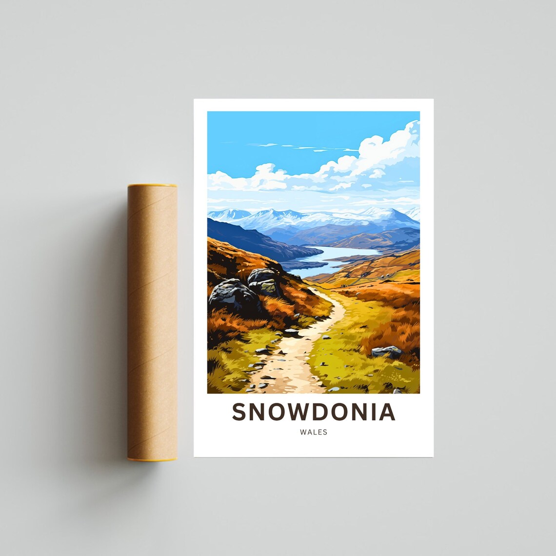 Personalized Snowdonia Wales Autumn Hiking Trail Moorland Lake Poster - Image 4