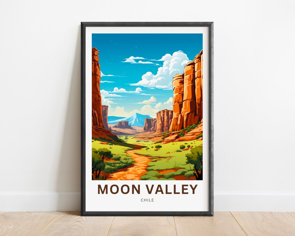Moon Valley Chile Red Rock Canyon Desert Path Landscape Poster