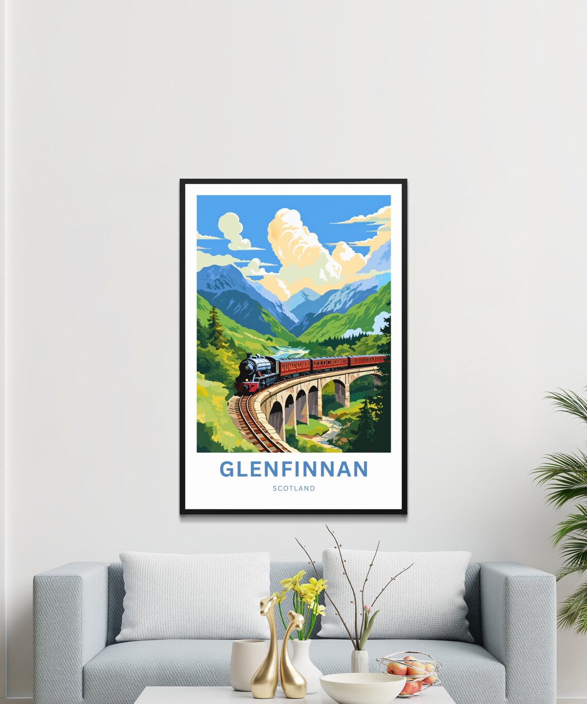 Glenfinnan Viaduct Steam Train Mountain Scotland Travel Poster - Image 3
