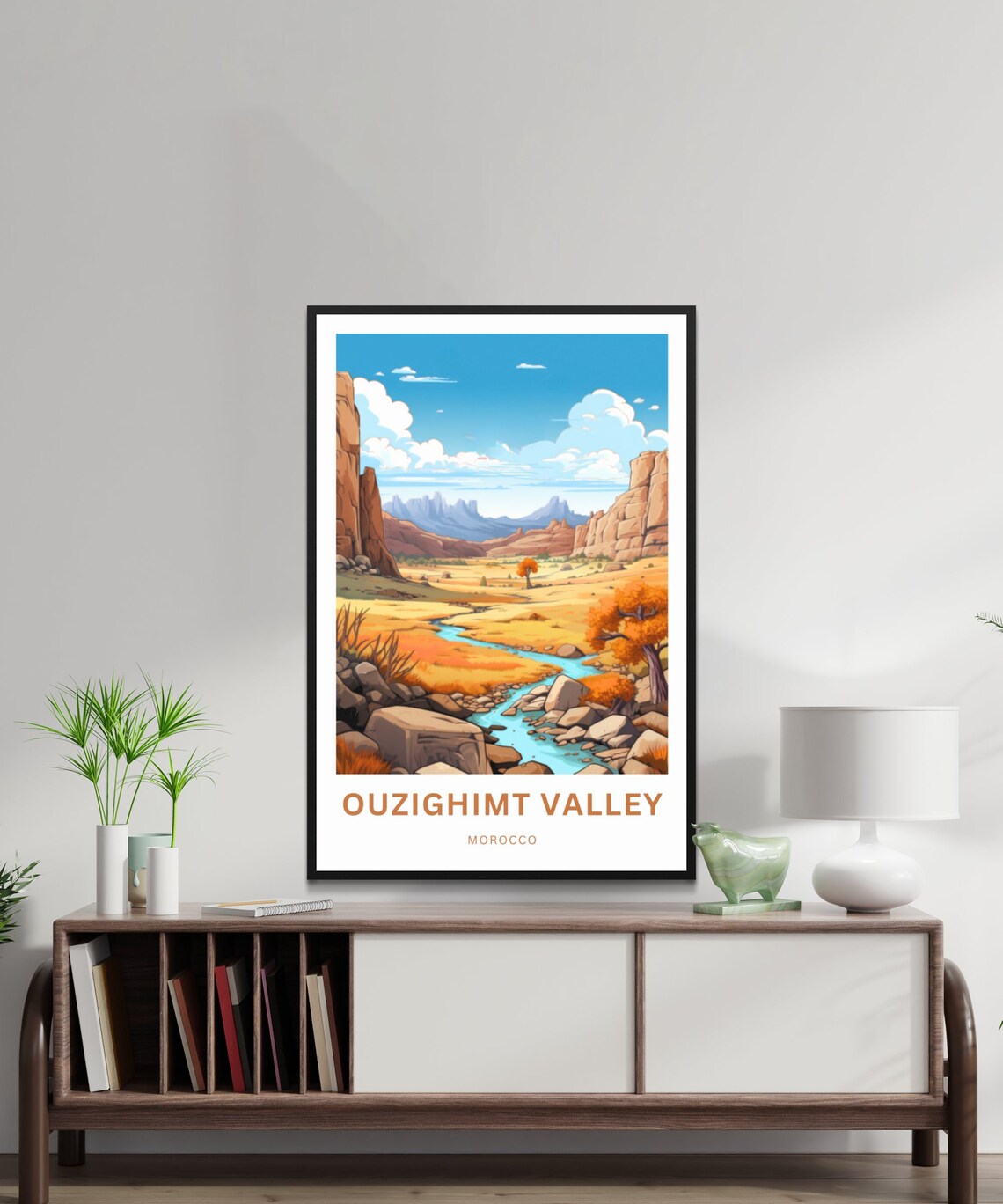Ouzighimt Valley Morocco Desert Stream Orange Trees Canyon Poster - Image 2