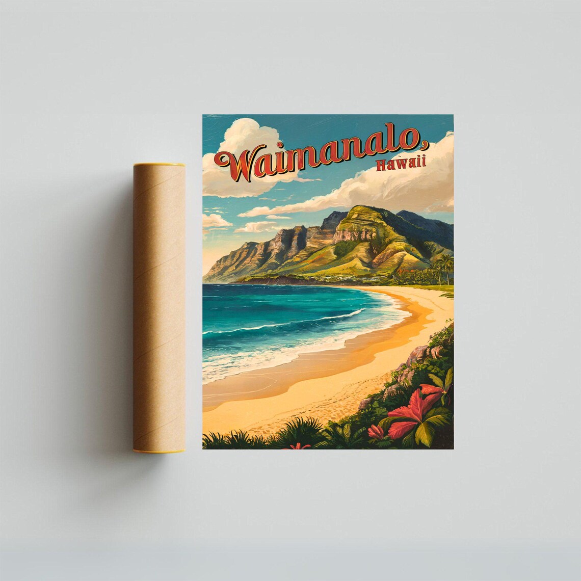 Waimanalo Vintage Travel Poster, Hawaii Art Print - Image 3