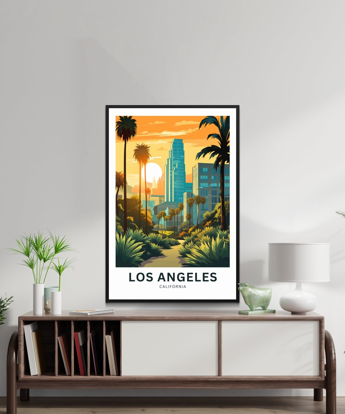 Personalized Los Angeles Downtown Skyline Golden Glow Poster - Image 2