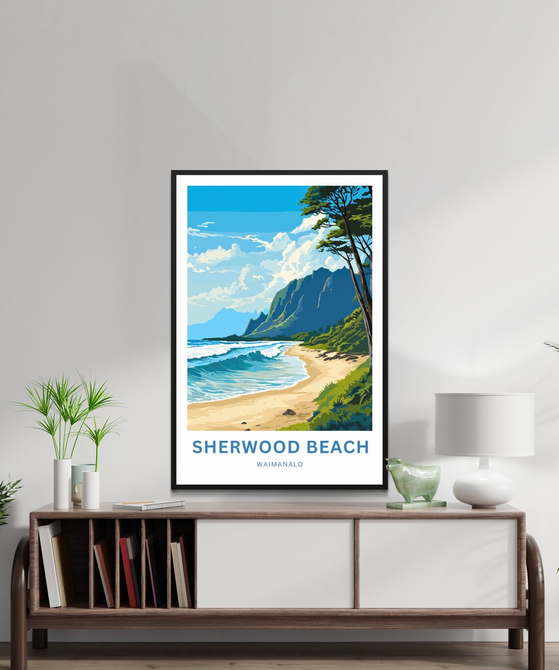 Personalized Sherwood Beach Travel Poster, Waimanalo Hawaii - Image 2