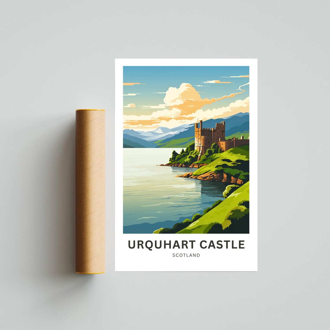 Urquhart Castle Scotland Loch Shore Ruins Sunset Travel Poster - Image 4