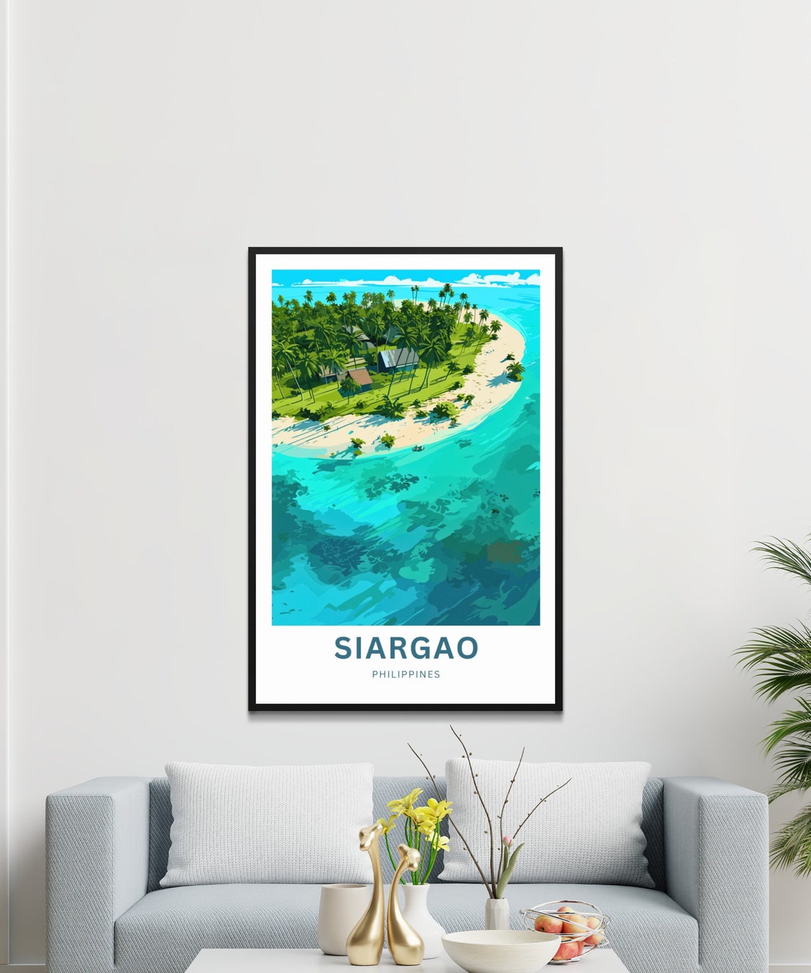 Siargao Philippines Aerial Island View Palm Grove Turquoise Sea Poster - Image 3
