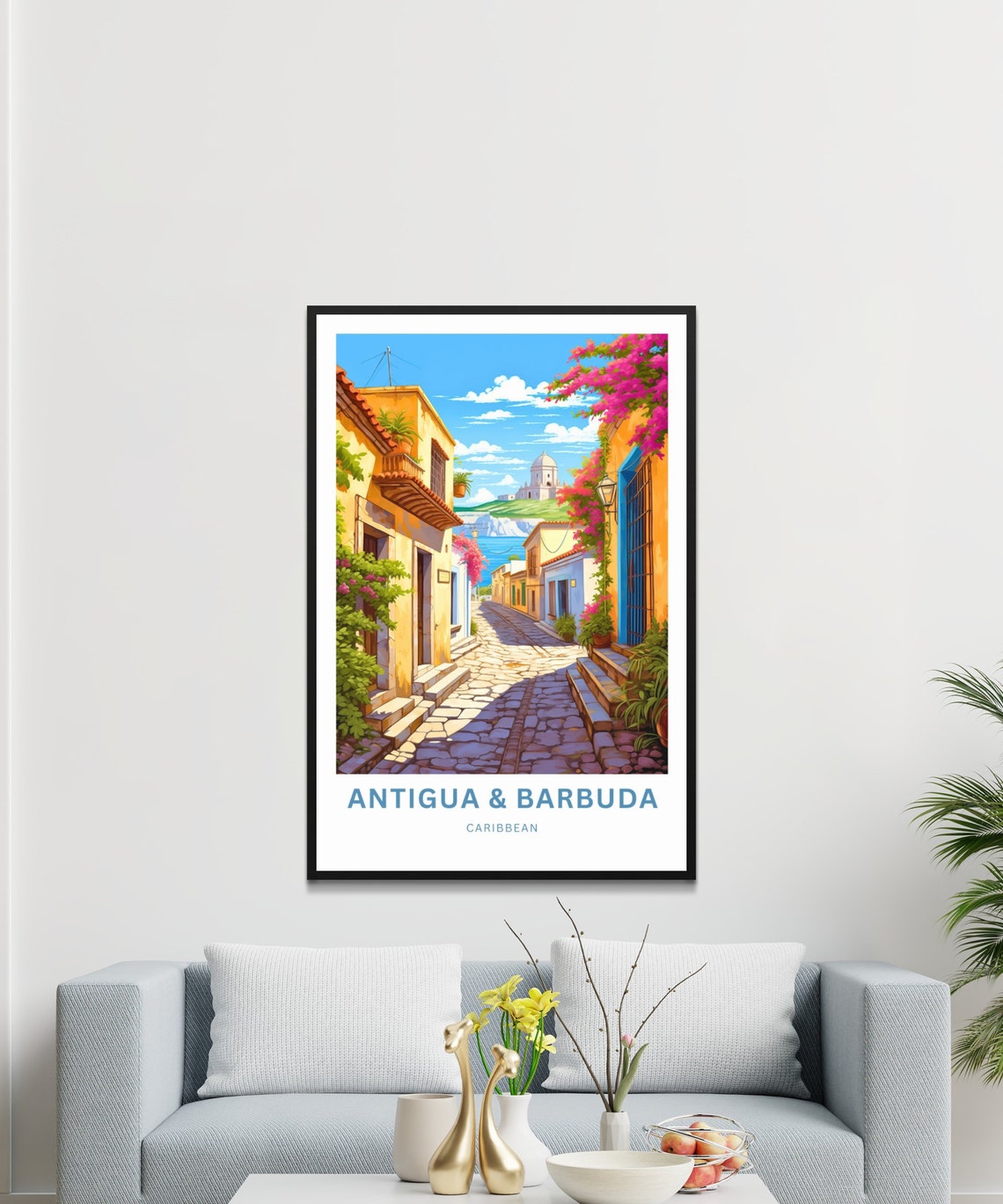 Antigua And Barbuda Travel Print Antigua And Barbuda Poster Caribbean Wall Art Gift Antigua And Barbuda Decor Present Personalized Text - Image 3