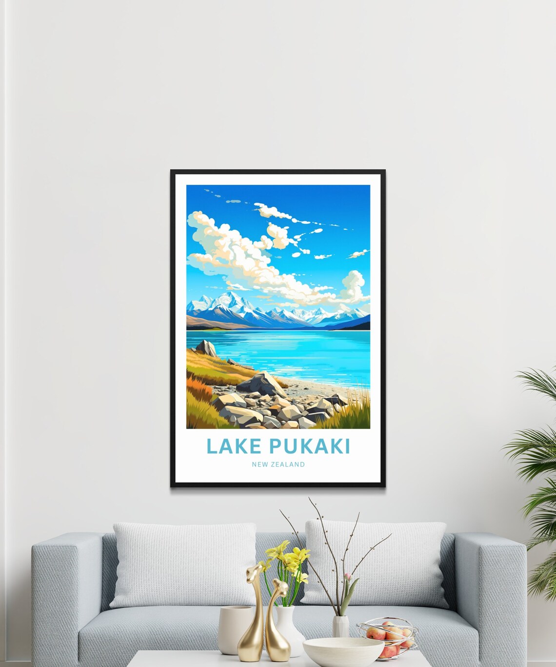 Lake Pukaki New Zealand Turquoise Rocky Alpine Shore Travel Poster - Image 2