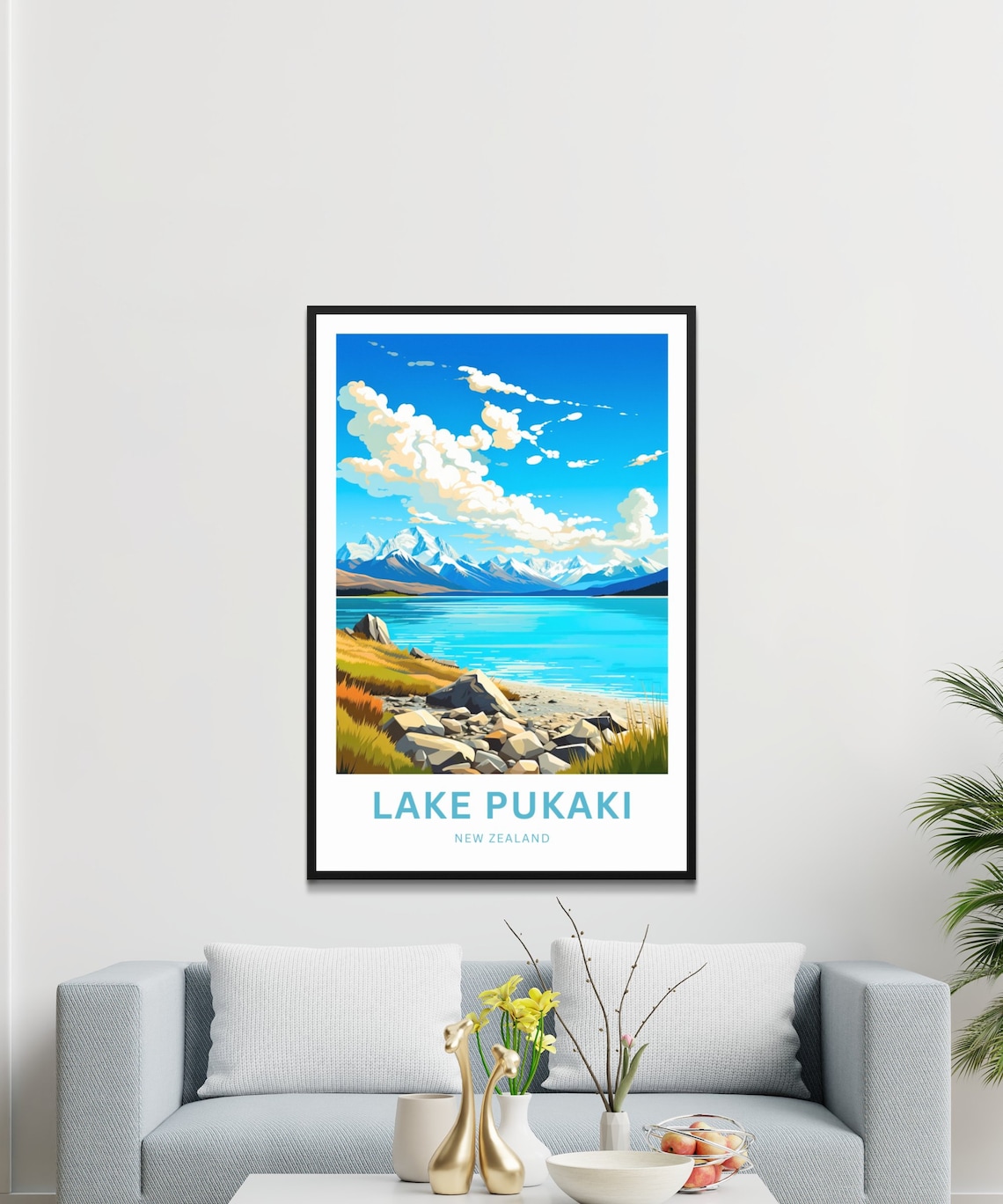 Personalized Lake Pukaki New Zealand Custom Name Travel Poster - Image 2