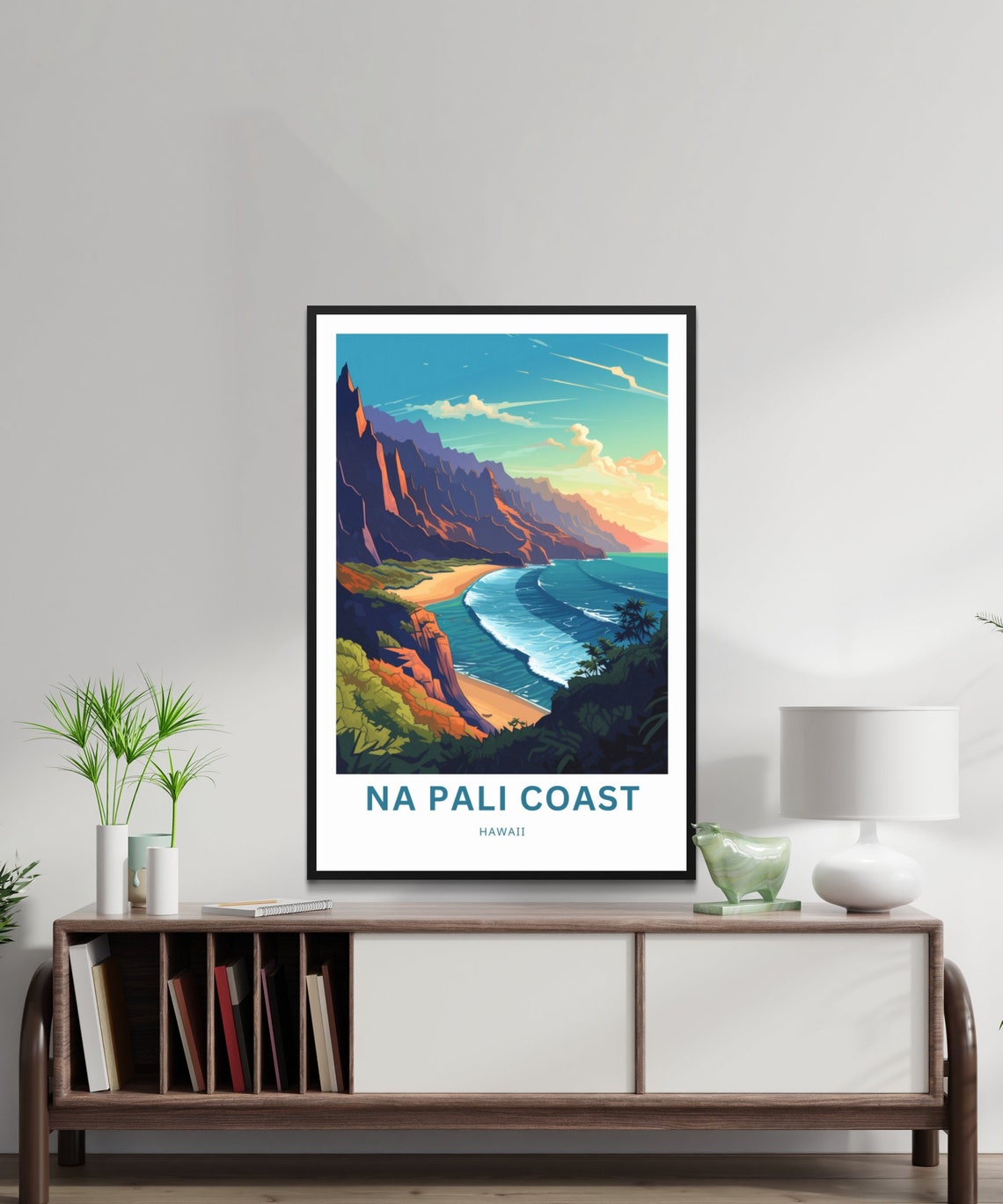 Na Pali Coast Hawaii Sea Cliffs Cove Turquoise Waves Travel Poster - Image 2