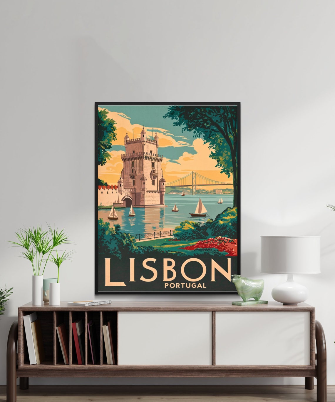 Lisbon Portugal Vintage Belem Tower Sunset Retro Travel Poster - Image 2