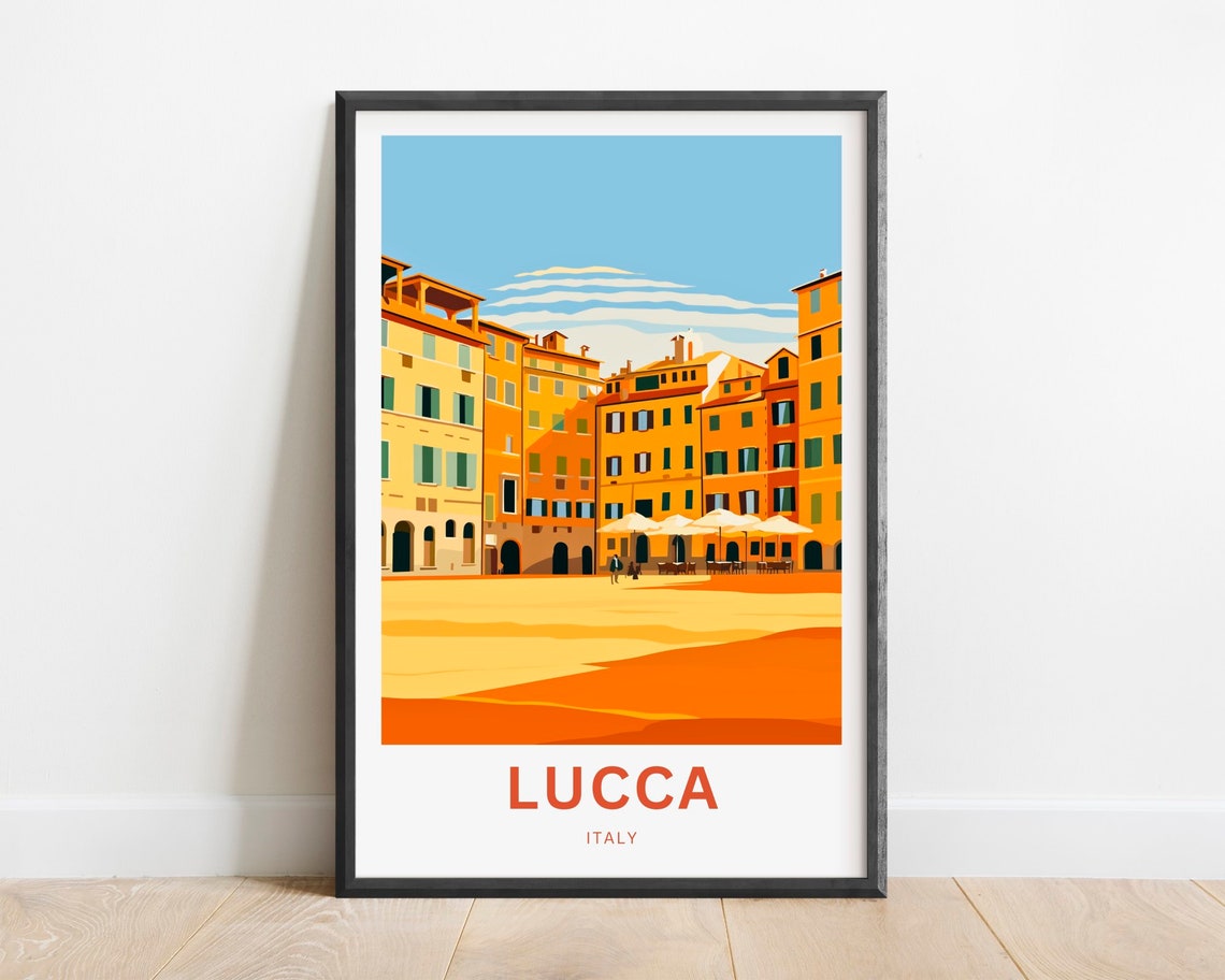 Lucca Italy Sunlit Piazza and Golden Tuscan Buildings Poster