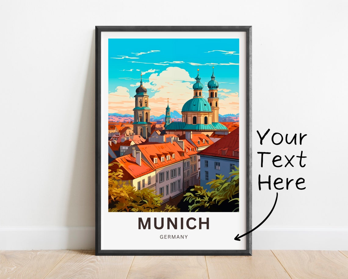 Personalized Munich Germany Old Town Roofs Church Art Poster