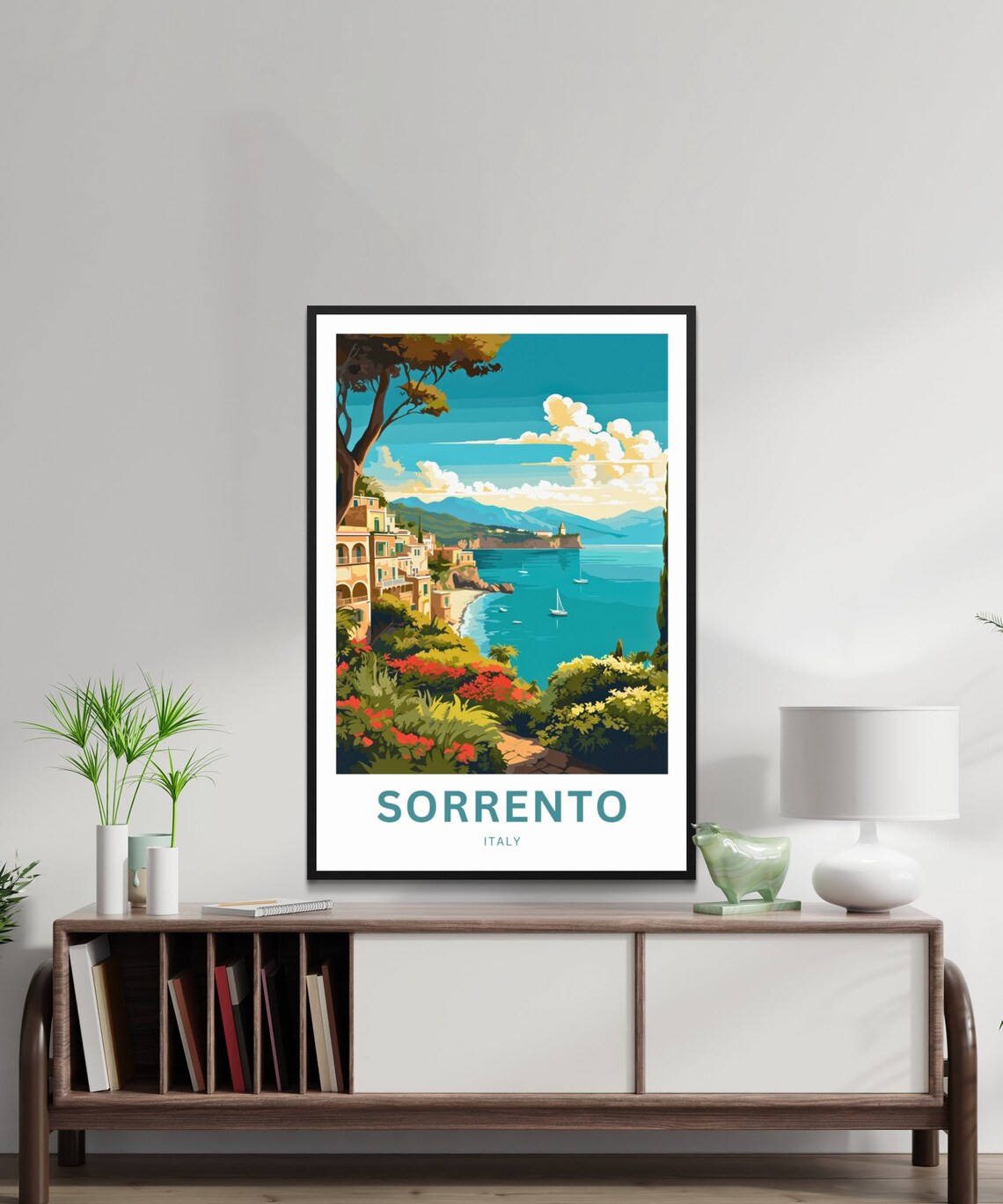 Sorrento Italy Coastal Cliff Town Sailboats Vintage Travel Poster - Image 2