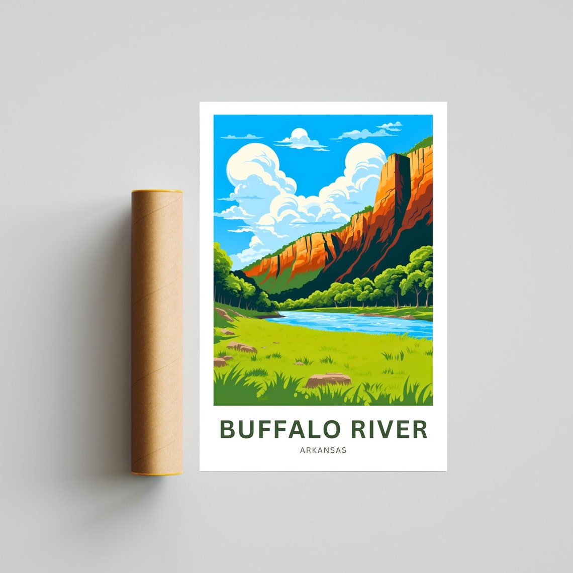 Buffalo River Travel Print Buffalo River Poster Arkansas Wall Art Framed Present Gift Arkansas Present - Image 4