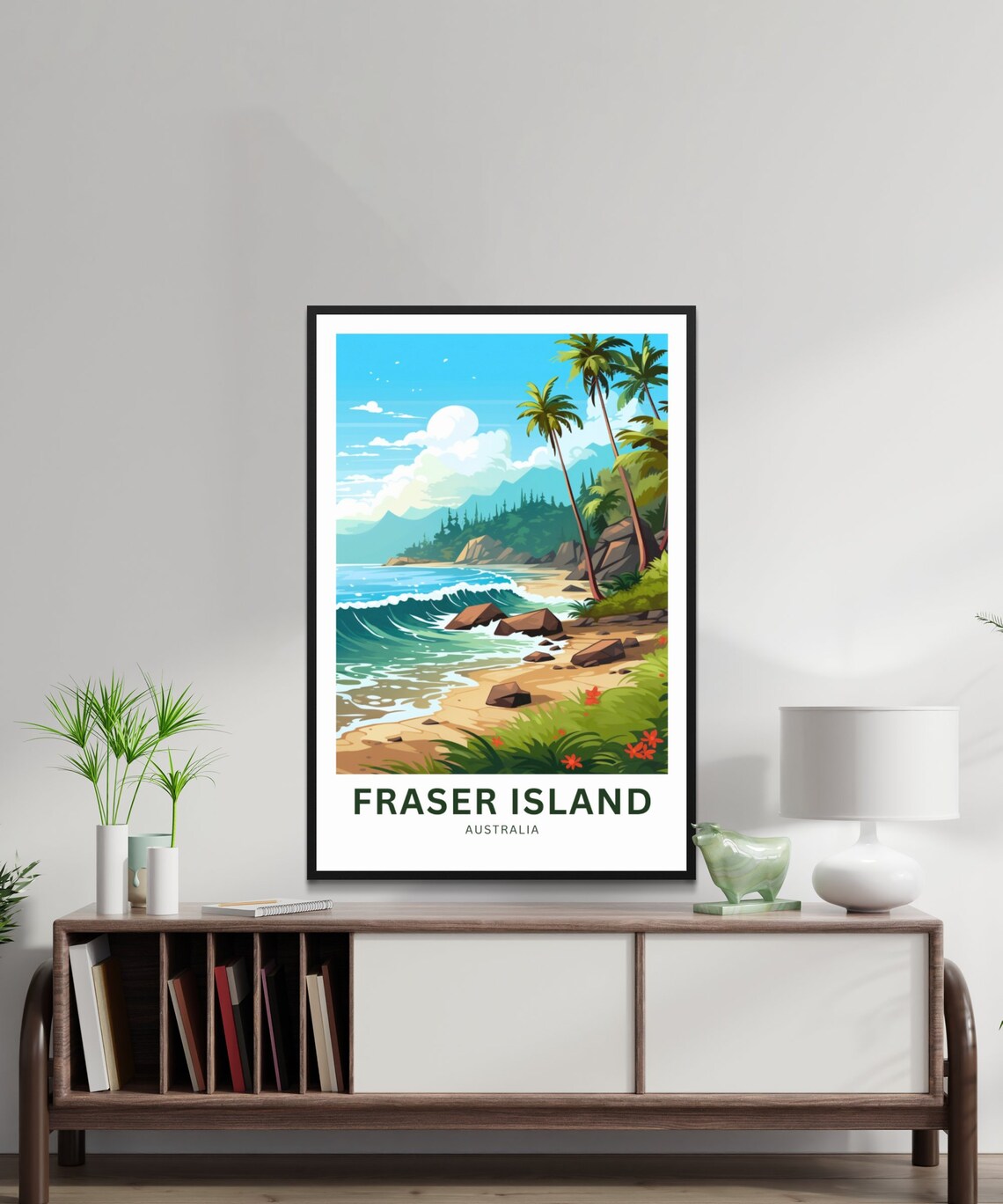 Fraser Island Australia Palm Beach Ocean Waves Travel Poster - Image 2