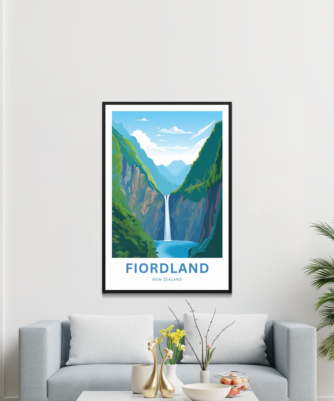 Fiordland Personalized New Zealand Tall Waterfall Gorge Poster - Image 3