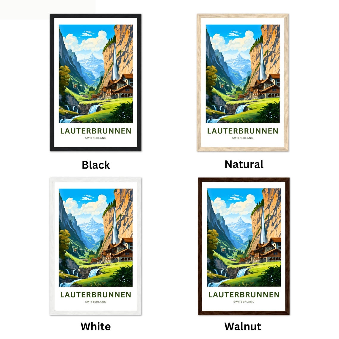 Personalized Lauterbrunnen Switzerland Alpine Valley Falls Poster - Image 2