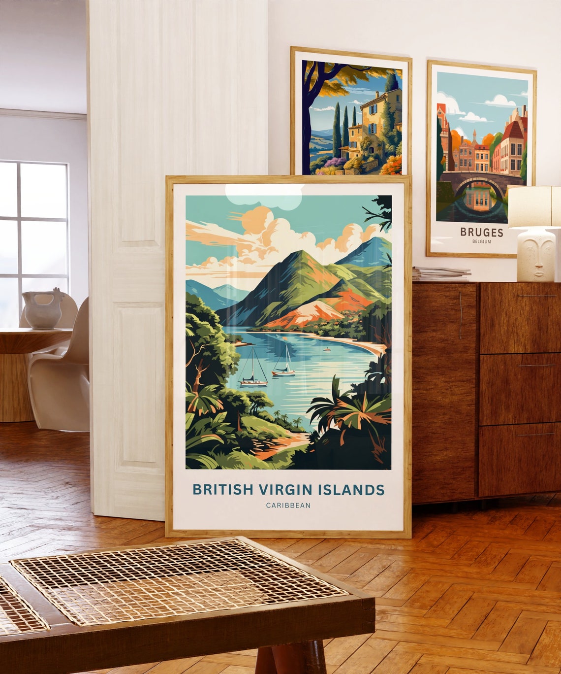 British Virgin Islands Caribbean Sailboat Cove Travel Poster - Image 5