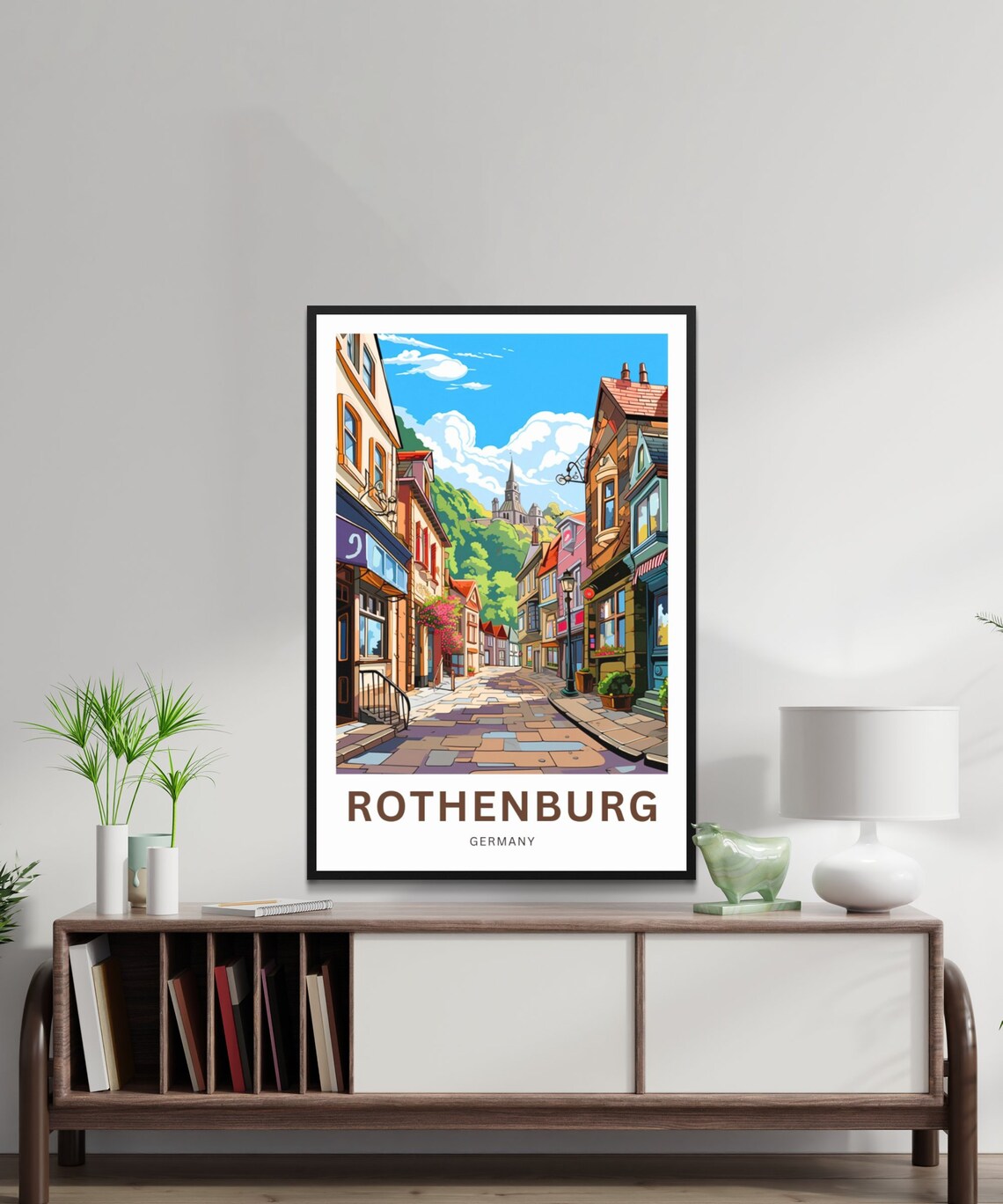 Rothenburg Germany Vintage Old Town Cobblestone Street Travel Poster - Image 2