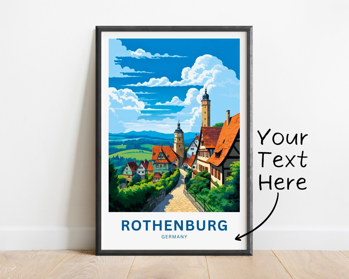 Rothenburg Germany Medieval Towers Green Valley View Travel Poster
