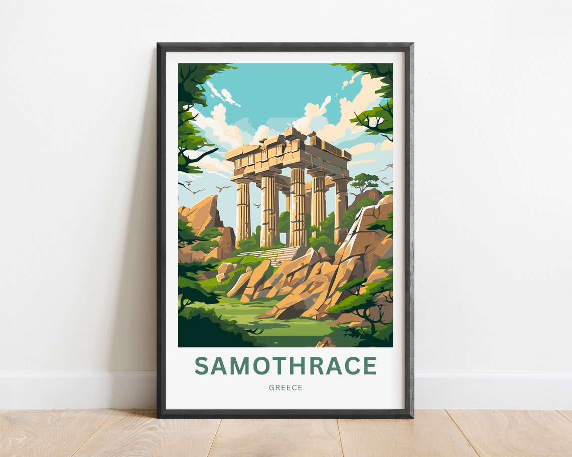 Samothrace Greece Ancient Temple Ruins Rocky Hillside Poster