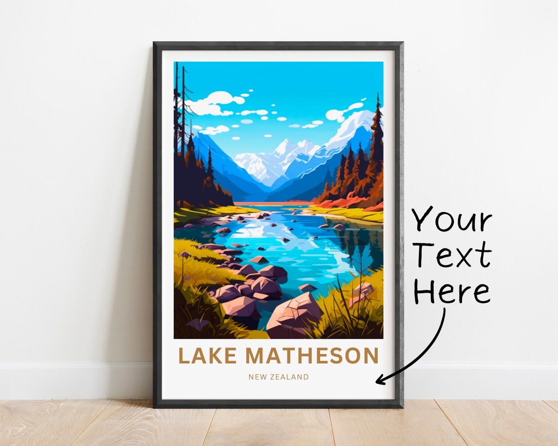 Personalized Lake Matheson New Zealand Scenic Alpine Lake Poster