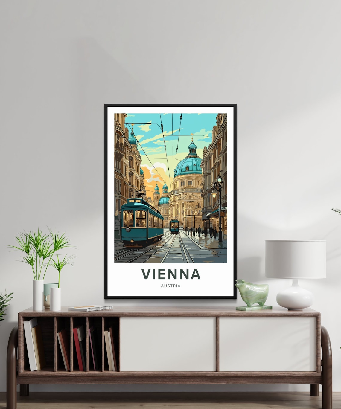 Vienna Austria Vintage Tram Sunset Golden Dome Street Poster - Image 2