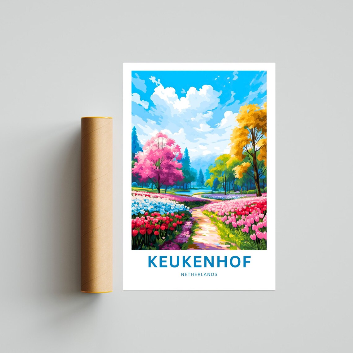Keukenhof Netherlands Tulip Garden Path Spring Blossoms Travel Poster - Image 4