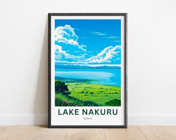 Lake Nakuru Travel Print Lake Nakuru Poster Kenya Wall Art Framed Present Gift Africa Present