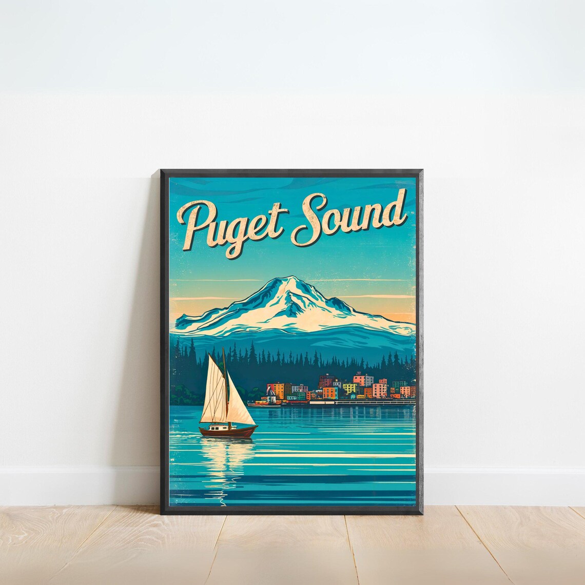Puget Sound Vintage Travel Poster, Washington Art Print